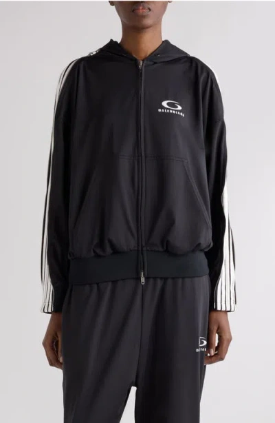 Balenciaga Black Zip-up Sweatshirt Loop Sports Icon In Multi
