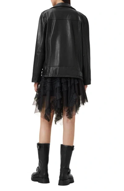 Allsaints Womens Jayde Branded-waist Tulle Woven Mini Skirt Black