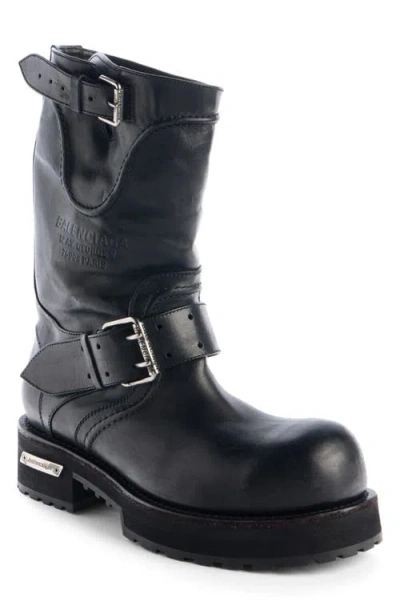Balenciaga Venom Boots In Worn-out Effect Leather Shoes In Black