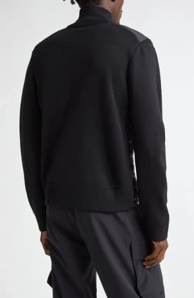 Moncler Wool Blend Tricot Down Jacket In Navy