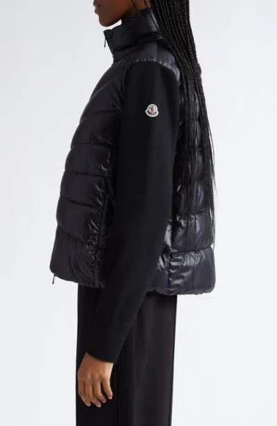 Moncler Womens Black Funnel-neck Brand-patch Regular-fit Shell-down Jacket In Black