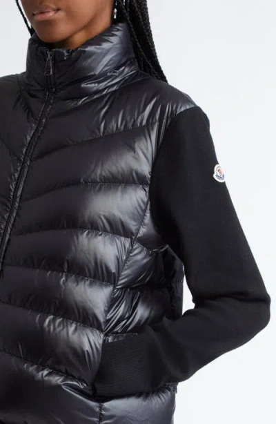 Moncler Womens Black Funnel-neck Brand-patch Regular-fit Shell-down Jacket In Black