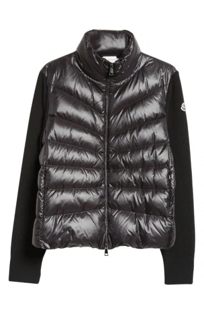 Moncler Womens Black Funnel-neck Brand-patch Regular-fit Shell-down Jacket In Black