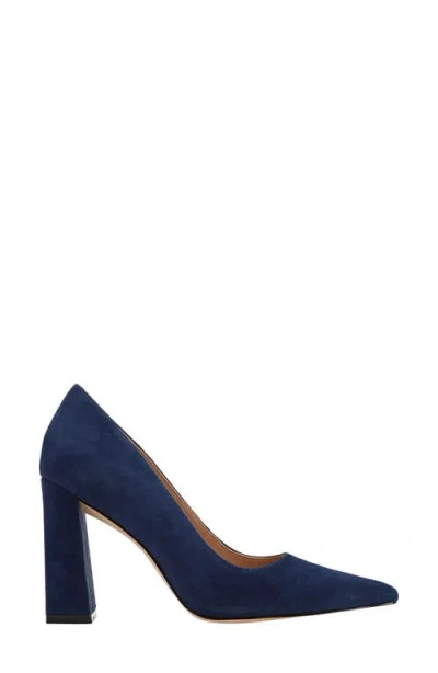 Marc Fisher Ltd Women's Minny Leather Block Heel Pump In Blue
