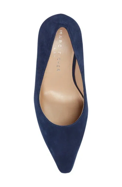 Marc Fisher Ltd Women's Minny Leather Block Heel Pump In Blue