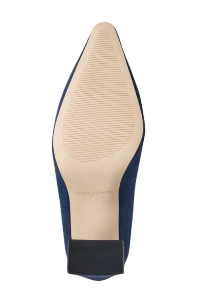 Marc Fisher Ltd Women's Minny Leather Block Heel Pump In Blue