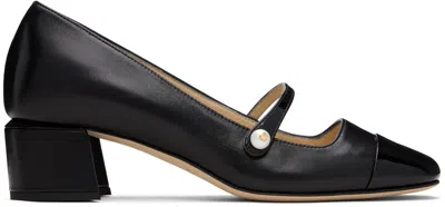 Jimmy Choo Elisa 45' Black Pumps With Pearl Detail In Patent Leather In Black