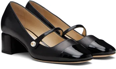 Jimmy Choo Elisa 45' Black Pumps With Pearl Detail In Patent Leather In Black