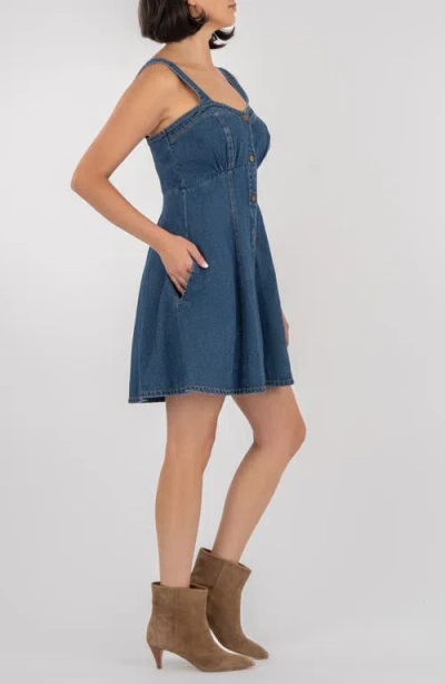 Kut From The Kloth Emiko A-line Sweetheart Mini Dress In Dark Wash In Blue