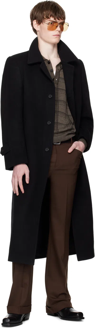 Ernest W Baker Black Car Coat In Black