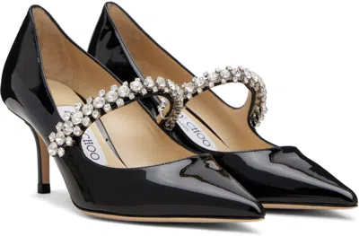 Jimmy Choo Bing 85 Crystal-embellished Pumps In Patent Leather In Black