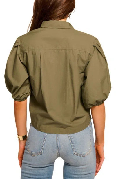 Ramy Brook Valeria Cotton Poplin Button Down Top In Olive Green In Green