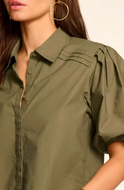 Ramy Brook Valeria Cotton Poplin Button Down Top In Olive Green In Green