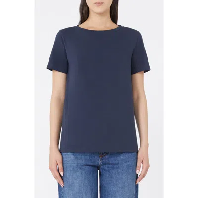 Weekend Max Mara Blue Solid Round Neck T-shirt In Blue