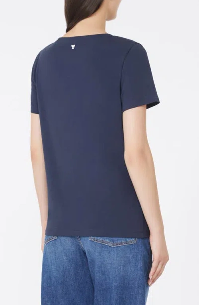 Weekend Max Mara Blue Solid Round Neck T-shirt In Blue