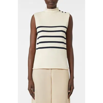 Weekend Max Mara Trofeo Placed Stripe Sleevless Cotton Sweater In Neutral