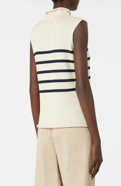 Weekend Max Mara Trofeo Placed Stripe Sleevless Cotton Sweater In Neutral