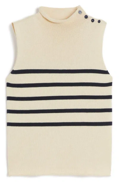 Weekend Max Mara Trofeo Placed Stripe Sleevless Cotton Sweater In Neutral