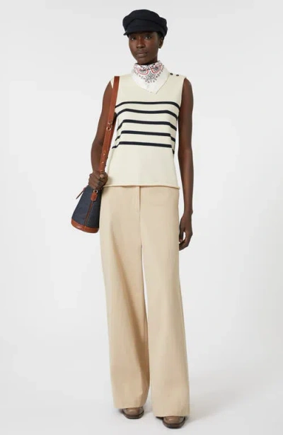 Weekend Max Mara Trofeo Placed Stripe Sleevless Cotton Sweater In Neutral