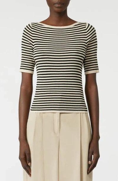 Weekend Max Mara Weekend Maxmara Slim-fit Stretch Viscose T-shirt Beige In Black