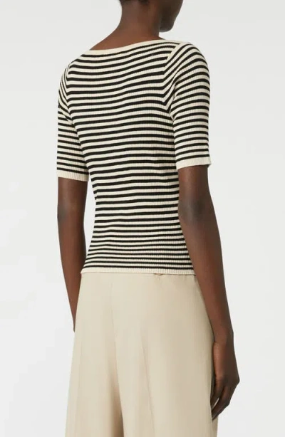 Weekend Max Mara Weekend Maxmara Slim-fit Stretch Viscose T-shirt Beige In Black