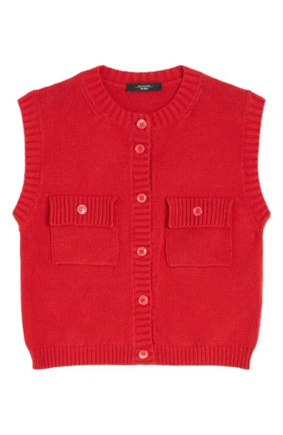 Weekend Max Mara Caprara Cotton Blend Sweater Vest In Red