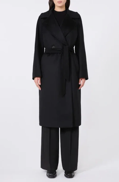 Weekend Max Mara Resina Double Breasted Wool Coat In Black