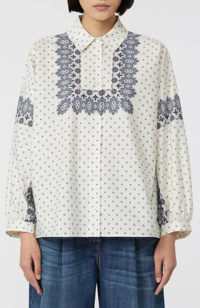 Weekend Max Mara Omens Ivory Adda Printed Cotton-poplin Shirt In White