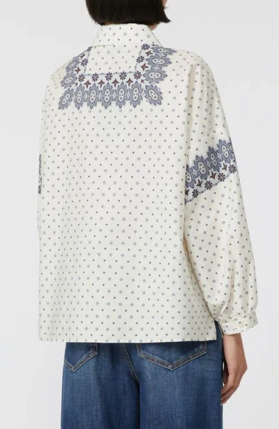 Weekend Max Mara Omens Ivory Adda Printed Cotton-poplin Shirt In White