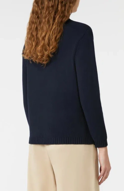 Weekend Max Mara Omens Navy Nespola Round-neck Cotton-blend Jumper In Blue