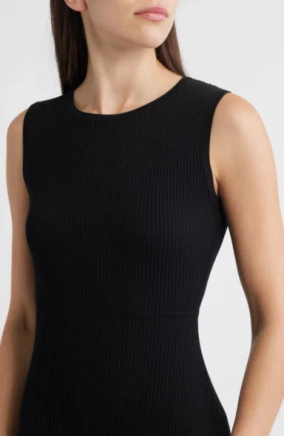 Moon River Sleeveless Sweater Dress With Lace Hem In Black In Black