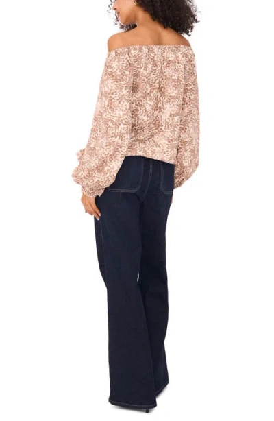 Vince Camuto Abstract Print Off The Shoulder Top In Neutral