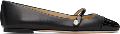 Jimmy Choo Elisa Black Nappa And Patent Leather Flats