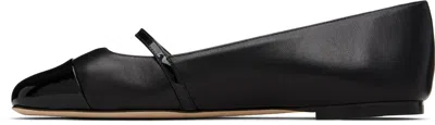 Jimmy Choo Elisa Black Nappa And Patent Leather Flats