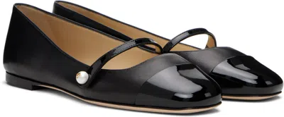 Jimmy Choo Elisa Black Nappa And Patent Leather Flats