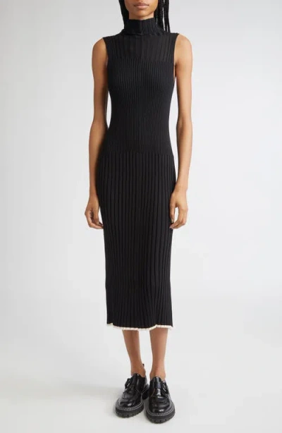 Proenza Schouler Maia Rib Midi Tank Dress In Black