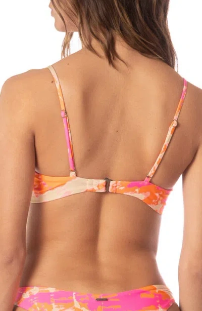 Maaji Flamingo Swirl Twisted Reversible Bikini Top In Pink