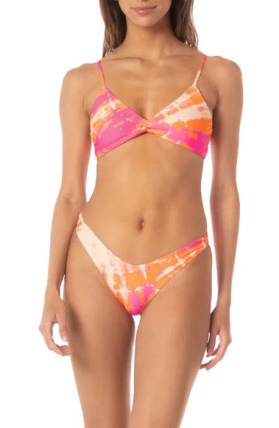 Maaji Flamingo Swirl Twisted Reversible Bikini Top In Pink