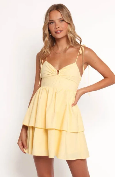 Petal And Pup Petal & Pup Aeliana Tiered Minidress In Yellow