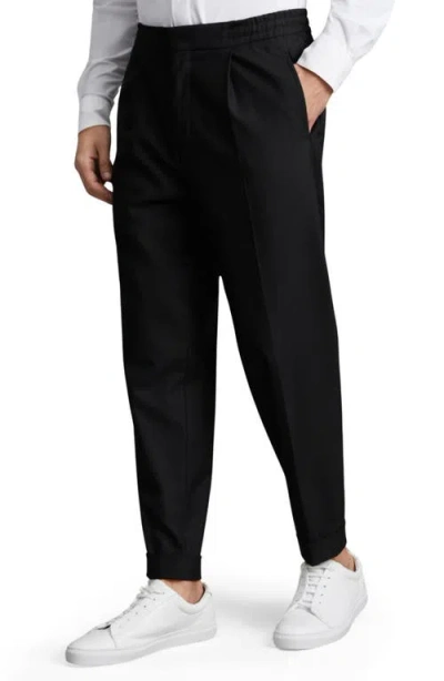 Reiss Brighton Relaxed Drawstring Trousers With Turn-ups In Black
