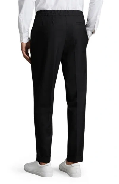 Reiss Brighton Relaxed Drawstring Trousers With Turn-ups In Black