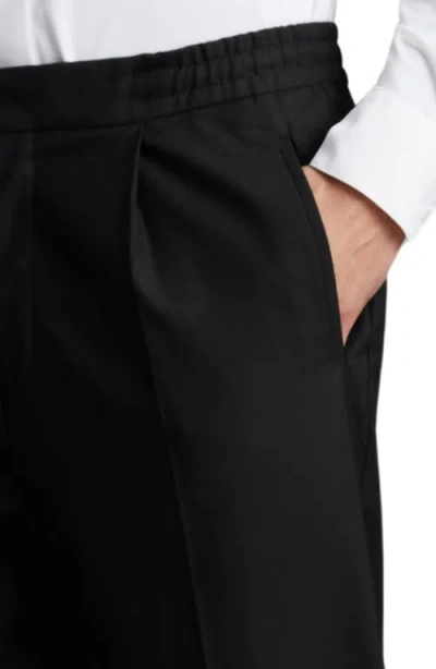 Reiss Brighton Relaxed Drawstring Trousers With Turn-ups In Black