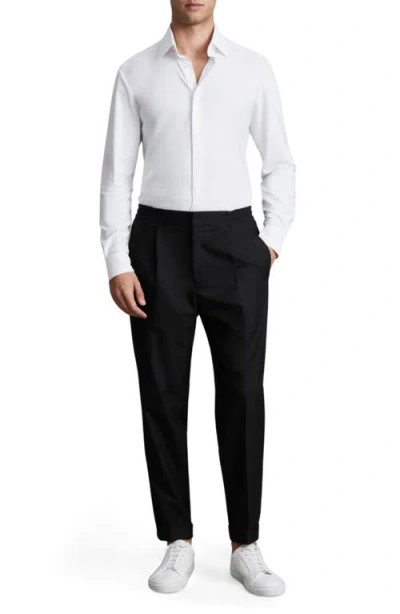 Reiss Brighton Relaxed Drawstring Trousers With Turn-ups In Black