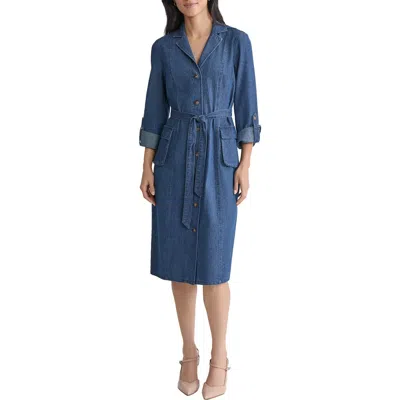 Jones New York Denim Cargo Shirtdress In Blue