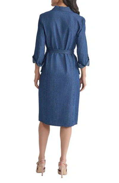 Jones New York Denim Cargo Shirtdress In Blue