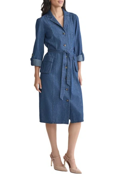 Jones New York Denim Cargo Shirtdress In Blue