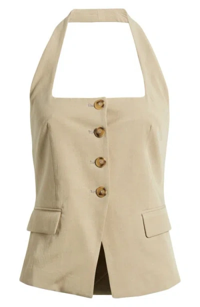 Mango Cotton Mix Tailored Halter Waistcoat Co-ord In Neutral