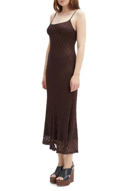 Bardot Adoni Floral Embroidered Mesh Slipdress In Brown