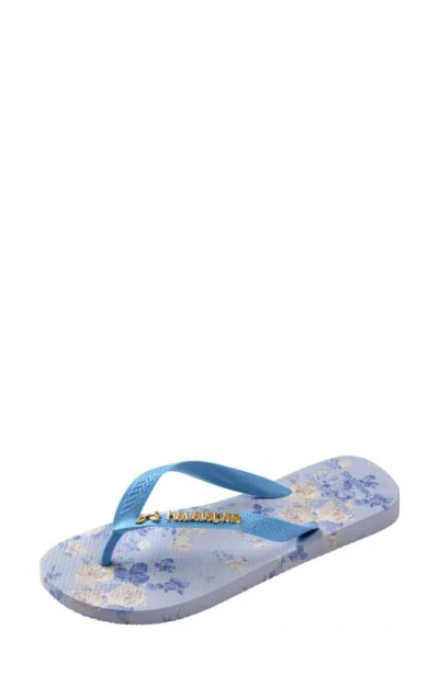 Havaianas X Loveshackfancy Top Everblooming Rosettes Flip Flop In Blue