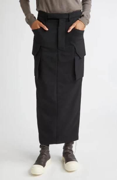 Rick Owens Firbanks Wool Midi Skirt In Blue